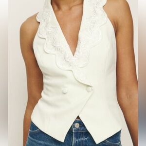 OPT White Scalloped Vest